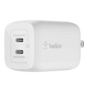 BELKIN WCH013DQWH USB-C 2ポートPD65W 小型GaN急速充電器折畳式プラグ｜softbank-selection