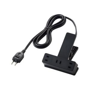 エレコム クリップタップ/雷サージ付/ホコリシャッター付/3個口/スイングプラグ/2.5m/ブラック