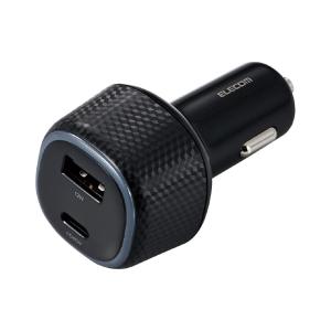 エレコム シガーチャージャー/合計57W/USB Power Delivery45W+12W/Type-C×1/USB-A×1/ブラック