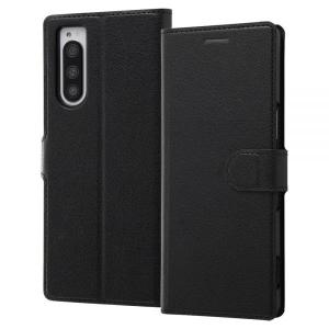 ray-out Xperia 5 手帳 シンプル マグネット スリープ対応 ブラック ブラック