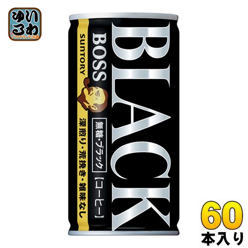 サントリー BOSS ボス 無糖ブラック 185g 缶 60本 (30本入×2 まとめ買い) 缶コー...