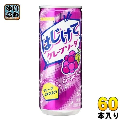 サンガリア はじけて グレープソーダ 250g 缶 60本 (30本入×2 まとめ買い)