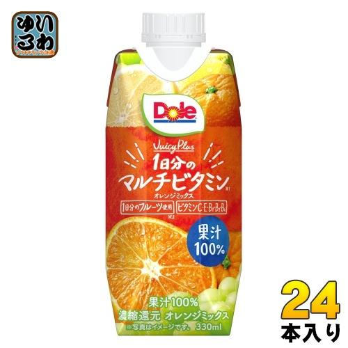 雪印メグミルク Dole Juicy Plus 1日分のマルチビタミン 330ml 紙パック 24本...