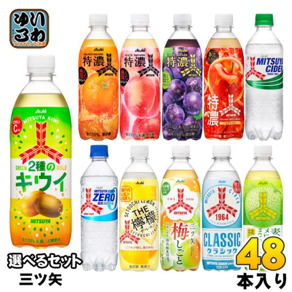 アサヒ 三ツ矢 特濃 500ml ペットボトル 選べる 48本 (24本×2) 炭酸飲料 タンサン ...