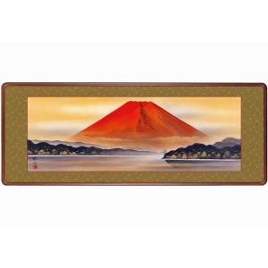 和額  赤富士 浮田秋水 ( 草夕会)  木製額 最高峰 山水画 霊峰不二 富士山｜softlife