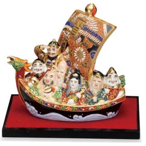 七福宝舟｜色分け 合金製 化粧箱入【高岡銅器 置物】宝船 10z73-2