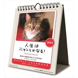 【おまけCL付】人生はニャンとかなる！ 卓上/壁掛 2024年カレンダー 24CL-0388