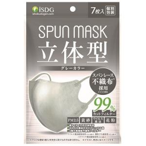 SPUN MASK 立体型スパンレース カラーマスク グレー 7枚入【PT】立体 不織布 スパンマスク｜sogo-e-shop