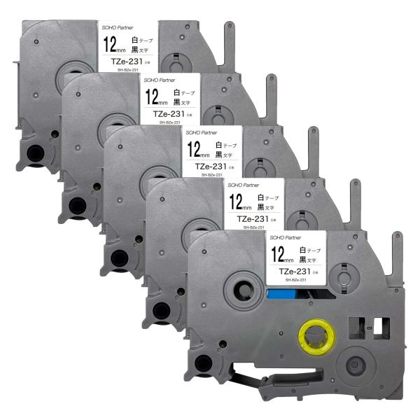 ブラザー用 ピータッチ 互換 幅12mm 白 テープ 黒文字 SH-BZe-231 (TZe-231...