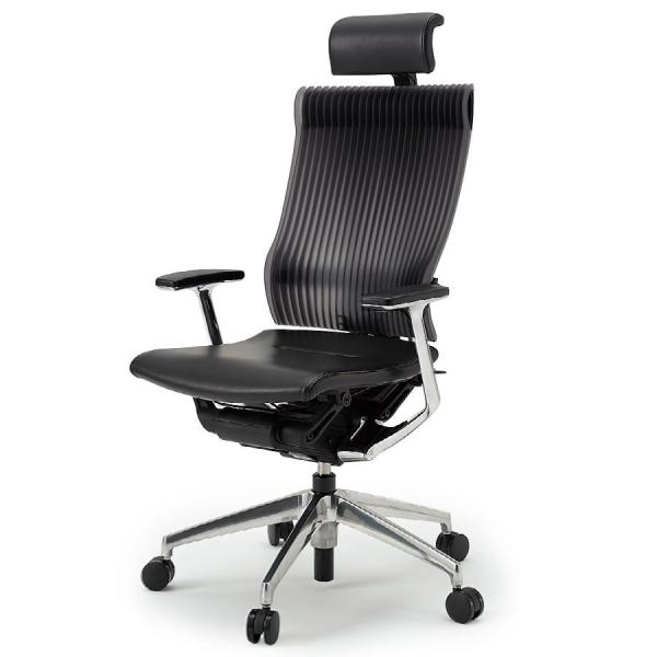 オフィスチェア スピーナ Spina レザー エクストラハイバック 背エラストマー 固定肘 脚部:ア...