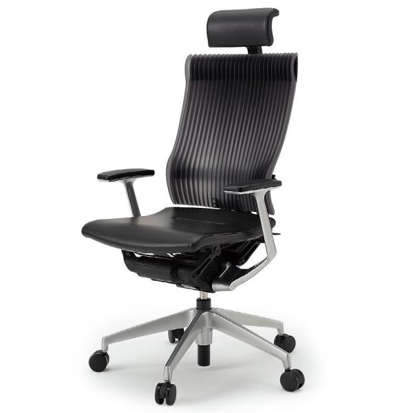 オフィスチェア レザー エクストラハイバック 背エラストマー 固定肘 スピーナ Spina チェア ...