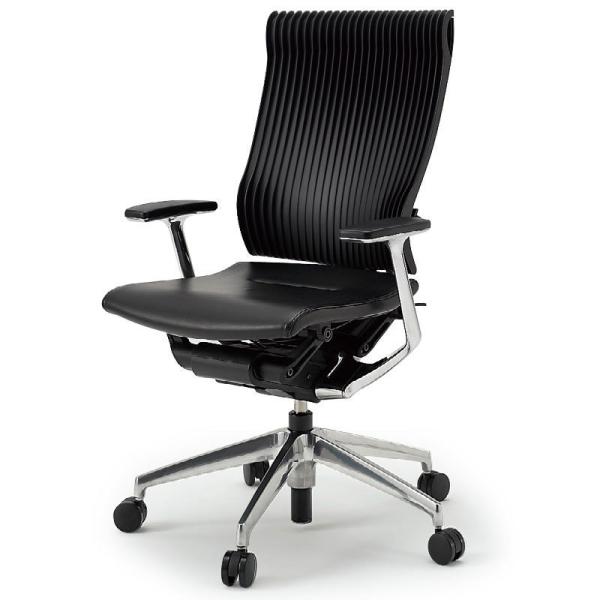 オフィスチェア レザー 背エラストマー 肘付 固定肘 アルミミラー キャスター イトーキ スピーナ ...