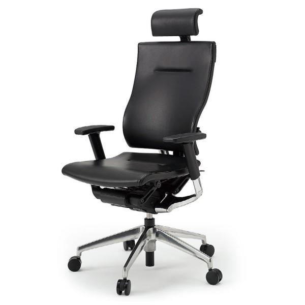 オフィスチェア レザータイプ Exハイバック イトーキ スピーナ チェア 背レザー 可動肘 脚部:ア...