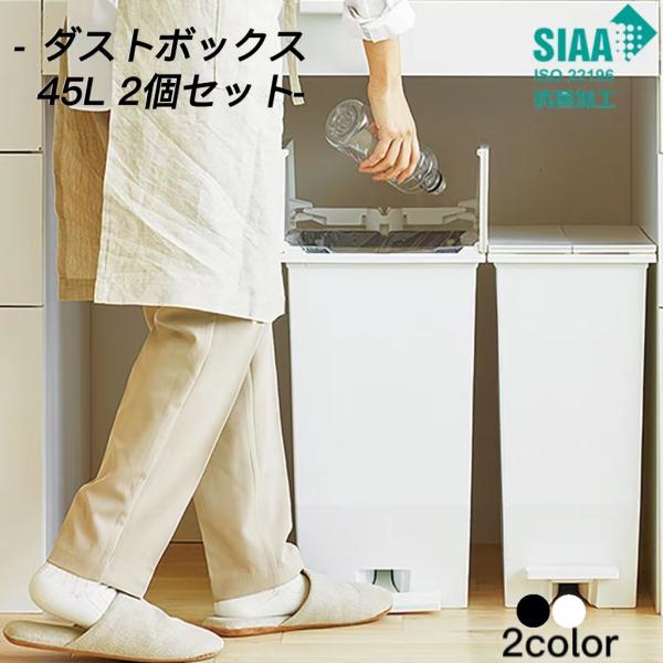 ゴミ箱 45リットル 【2個セット】 45L ペダルダストビン スリム ふた付き 足踏み ペダル式 ...