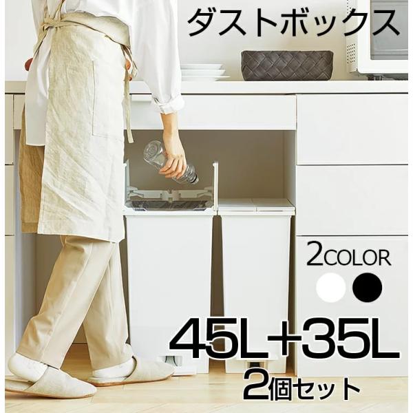 【2個セット】ゴミ箱 35L 45L 【日本製】 ペダルダストビン スリム ふた付き 足踏み ペダル...
