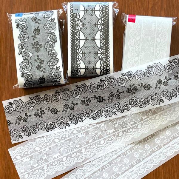 グラシンペーパーリボン ホワイト ブラック 480×60mm 20枚 ラッピング帯 紙帯 掛け紙 巻...
