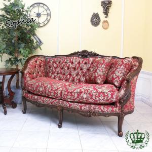 イタリア 家具 二人がけソファー ピンク ストライプ ラブソファ 2P 2人