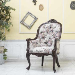 アンティーク ロココ様式 木製ベンチ 花柄アームチェア 一人掛けソファーテーブル 1002-1-5f66b.jpg