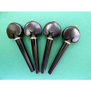 チェロ ペグ 黒檀 Ebony Heart shape model 新品 ハート型/ブラック(ピン・リング) <br>エボニー製 チェロペグ セット