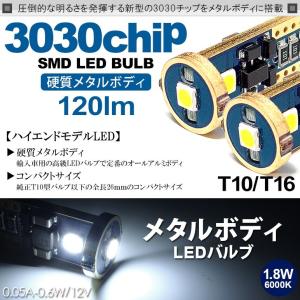 BM系 前期/後期 アクセラ スポーツ含む LED ポジション球 ナンバー灯 バックランプ T10/T16 メタルボディ 1.8W 3030チップ 3連 ホワイト/6000K 2個入り｜solae-shop