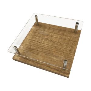 アクリル×ウッド デザインボード (印字なし) 300×300mm 表札 看板 正方形 四角｜solargift