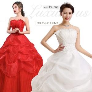 ウエディングドレス　袖なし　ベアトップ　　�