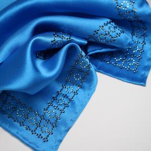【STEFANO RICCI／ステファノリッチ】スワロフスキー付きシルクポケットチーフ ライトブルー 高級 ブランド イタリア 御洒落 メンズ 紳士服