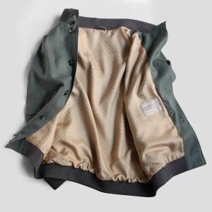 【STEFANO RICCI／ステファノリッチ】ウールリネンシルク スタンドカラーブルゾン グリーン