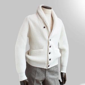 (未使用品)ウィリアムロッキー　カシミヤ100% カーディガン　金ボタン　希少品 WILLIAM LOCKIE／ウィリアムロッキー】 カシミヤニット ショールカラー