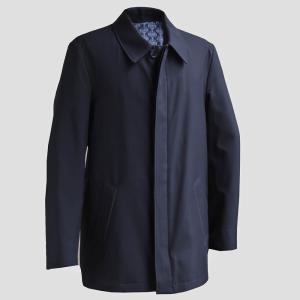 Zilli France ジリー　超高級　極上シルクネイビーステンカラーコート ZILLI／ジリー】ダウンジャケット カシミヤ シルク ポリエステル