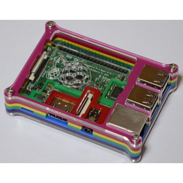 Raspberry Pi 2 model B用ケース(レインボーカラー)組み立てキット 配線しやすい...