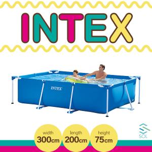 正規品 インテックス プール 3m 3メートル 大型 長方形 INTEX フレームプール 夏 家庭用 自宅 家 水遊び 子供 大人 300cmX200cmX75cm｜solltd