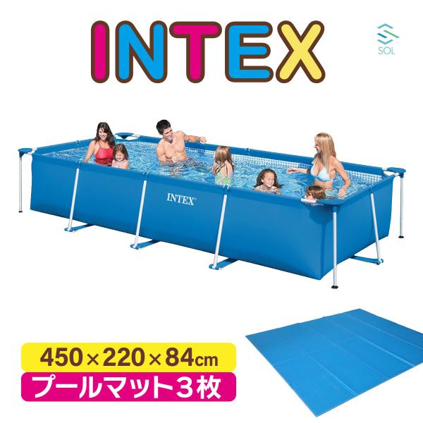 450cmX220cmX84cm INTEX プール 厚さ1cmマット 超特大 厚手マット インテッ...