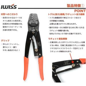IWISS 圧着ペンチ 圧着工具 HS-8 裸...の詳細画像2