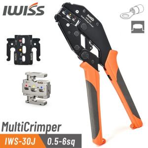 圧着工具 圧着ペンチ IWISS アイウィス 絶縁端子 ラチェット式 ファストン端子 ギボシ端子 オープンバレル端子 精密同時圧着ペンチ 0.5〜6mm2 IWS-30J 爆買｜SOLOGEAR Yahoo!店