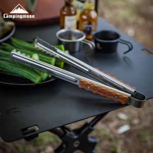 キャンピングムーン トング 火バサミ 薪ばさみ ステンレス 肉ばさみ 火鋏 キャンプ ステンレス おしゃれ BBQトング 焼き肉 バーベキュー アウトドア 木製 MS-40｜SOLOGEAR Yahoo!店