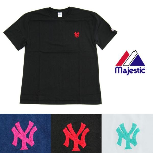 MAJESTIC マジェスティック ATHLETIC NY スモールロゴ TEE 半袖 Tシャツ N...