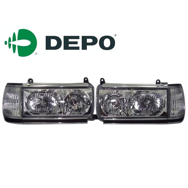 正規DEPO製 TOYOTA トヨタ ランクル 80系 クリスタル マルチリフレクター ヘッドランプ...