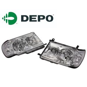 ランクル100　前期〜中期用　DEPO製　ヘッドライト　中古　ジャンク品扱い ランクル100 前期〜中期用 DEPO製 ヘッドライト 中古 ジャンク品