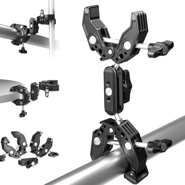 NEEWER ダブルスーパークランプカメラマウント デュアルボールヘッドマジックアーム、コールドシュ...