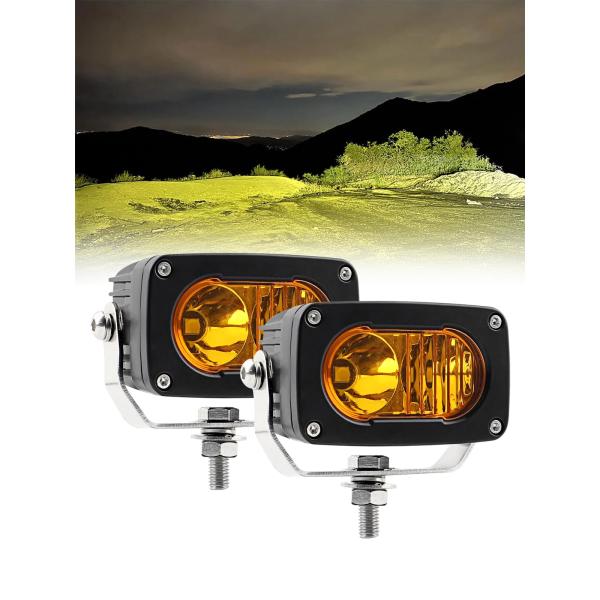 CHELHEAD 3インチLED作業灯 イエロー 50ｗ バイク LEDフォグランプ 広角狹角一体型...