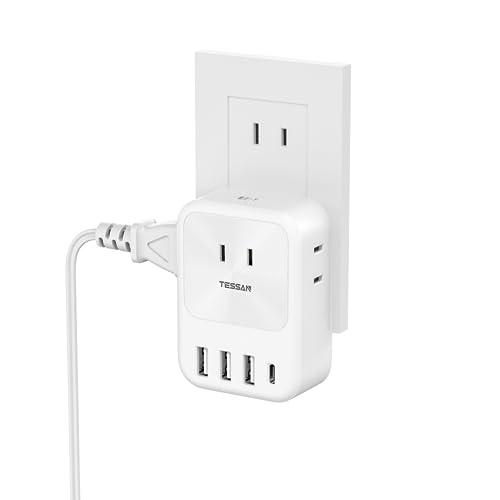 USB-C コンセント タップ 電源タップ USB-C付き TESSAN 3個AC口 3個USB-A...