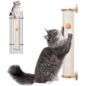 猫爪とぎポール 爪とぎホルダー 猫爪研ぎ 麻 つめとぎ スクラッチポール ツメとぎ 頑丈 長持ち組み立て簡単 木製 天然サイザル麻 運動不足やス｜solvertex