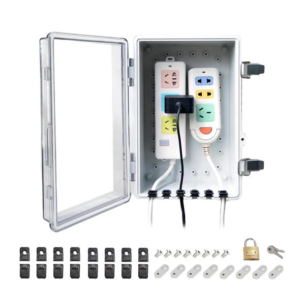 ISKALT 電気ボックス コンセントボックス ABS 防塵防水IP66 耐候性電気ボックス ヒンジ...