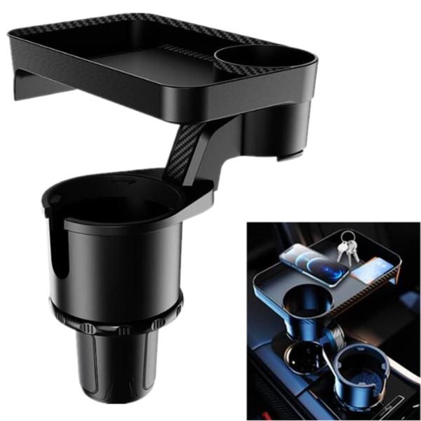 TATACLEA 車用ドリンクホルダー トレイ付き カップホルダー 飲み物と食べ物収納 安定感 取付...