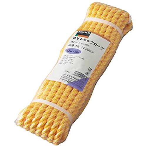 TRUSCOトラスコ PVトラックロープ 黄 12mm×20m 3つ打タイプ TR-1220PV