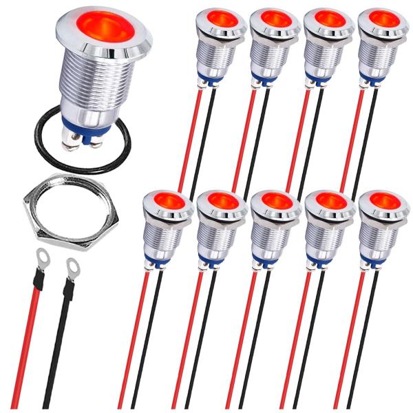 MKBKLLJY 10Pcs の赤い表示燈 12mm 1/2 は車のための 24AWG 120mm ...