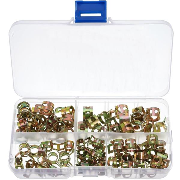 YFFSFDC ホースクランプ ワンタッチホースクランプ スプリングクランプホースバンドクリップ 金...