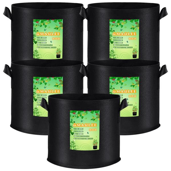 GMAULEE 不織布プランター 栽培袋 布鉢 10ガロン5個セット フェルト 植え袋 植物育成 厚...