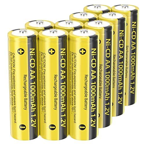 PKCELL ニカド電池 単3形 1.2V ニッカド 充電電池 NICD AA1000mAh 10本...
